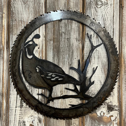 Rusty Quail Saw Blade Art: Rustic Wildlife Decor