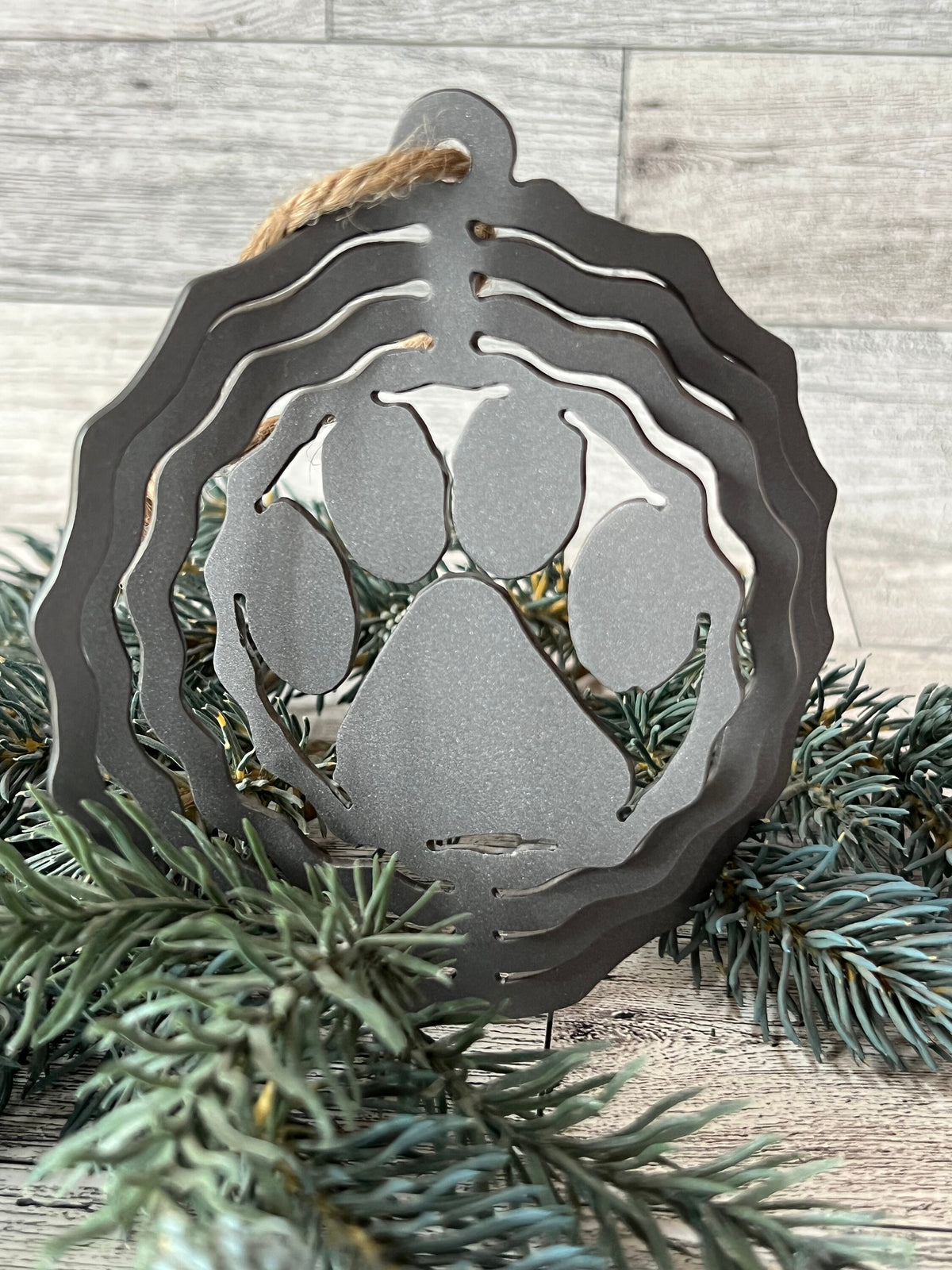 Metal 3-D Paw Print Ornament: Rustic Cabin Decor