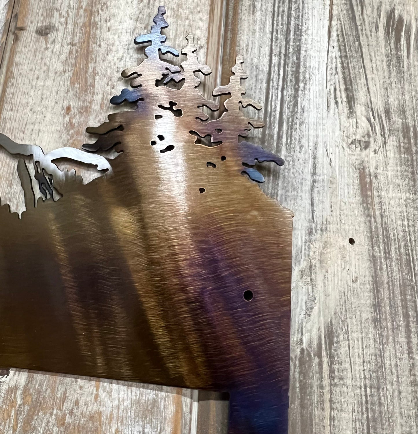 Mountain Towel Hanger: Metal Art Cabin Decor with 5 Hooks
